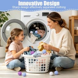 wasbal voor wasmachine, set van 6 drogerballen, waspoederbal voor vloeibaar wasmiddel, wasbälle voor droger, herbruikbare drogerballen voor thuis kledingreiniging, drogerballen — thumbnail 3