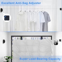 Uitschuifbare Waslijn - Intrekbare Kledinglijn - Kleding Drogen - Anti-doorzak ontwerp - 48 meter - Zwart — thumbnail 3