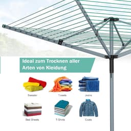 Droogmolen met 4 armen - Wasmolen buiten - Kleding drogen - 50 meter waslijn - 213 cm hoog - Zilver — thumbnail 2