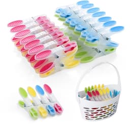Mand, kunststof, clothes pegs met antislip siliconen, meerkleurige wasknijpers, laat geen sporen achter voor ondergoed, broeken, T-shirts, sokken — thumbnail 1