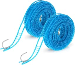 2 Stuks Antislip Waslijn Met Haken - Draagbare Reiswaslijn Voor Camping, Huishouden, Tuin en Buiten (5 Meter) — thumbnail 1