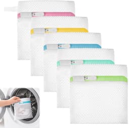Wasnetten, honingraatstructuur voor maximale bescherming, ideaal voor fijne was, sokken en maskers, 14 x 12 cm ritssluiting voor wasmachine en droger — thumbnail 1