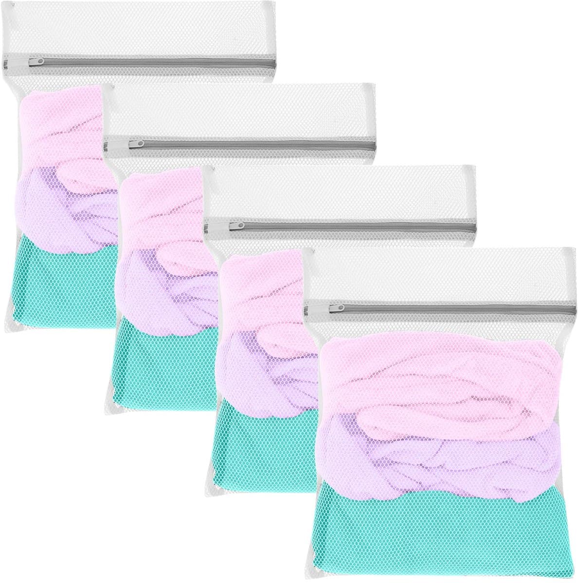 4 Stuks Kleine Mesh Waszakken met Rits, Duurzame Herbruikbare Wasnet voor Wasmachine, Waszak voor Delicate was Zoals Overhemden, Ondergoed en Sokken - 30 X 40 cm — afbeelding 1