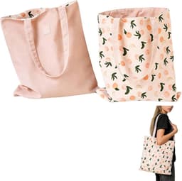Canvas tas katoen linnen schoudertas 1 stuk 40x36cm omkeerbaar dubbelzijdig boodschappentas elfse oren dames kinderen lichtgewicht shopping strandtas — thumbnail 1