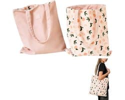 Canvas tas katoen linnen schoudertas 1 stuk 40x36cm omkeerbaar dubbelzijdig boodschappentas elfse oren dames kinderen lichtgewicht shopping strandtas
