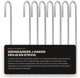 Grondanker Verzinkt Staal - 8 Stuks - J-vormige Haringen - Tuinharingen - Camping - Outdoor Activiteiten - Geschikt voor Diverse Bodems - Tentharing — thumbnail 4