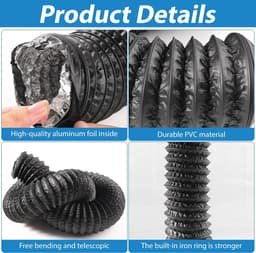 Ventilatieslang 3 inch 6.5 FT - Aluminium PVC - Flexibel - Ideaal voor airconditioning - ShopVlot — thumbnail 2