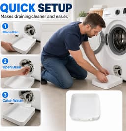 Afvoerbak voor Wasmachines - Lekbak voor Wasmachines - Wasmachine Opvangbak - Eenvoudige Installatie - Voor Wasmachine en Vaatwasser - Voor Kelders, Appartementen, Stacaravans, Garages en Huurwoningen - Wit — thumbnail 2