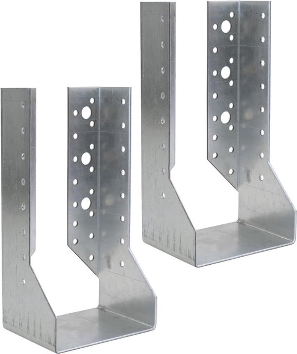 Set van 2 balkenschoenen 100x200mm - Draagschoen met 52 gaten - Verzinkt staal Z275 — afbeelding 1