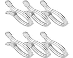 Wasknijpers Sterk - Metalen Klemmen - Kleding Ophangen - Roestvrij Staal - 6 Stuks - Zilver