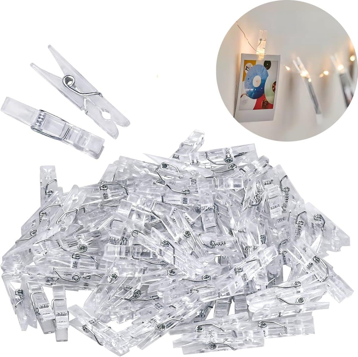 Mini Kledingknijpers - 100 Stuks Transparante Decoratieve Clips voor Knutselprojecten, Foto's en Scrapbooking - 3.5 cm, Perfect voor Creatieve Toepassingen — afbeelding 1
