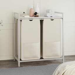 Danky Multifunctionele Wasmand - 96L 2-Vaks - Afneembare tassen - Verstelbaar frame met bovenopbergplank — thumbnail 4