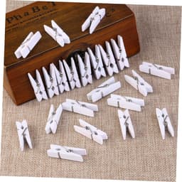 Mini Houten Knijpers - Wasknijpers Foto - Decoratie Foto's - Natuurlijk Hout - 3.5 cm - Wit — thumbnail 4