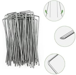 Omgoods - Onkruiddoek Haken met 100 Grondankers en Sluitringen - U-vormige Tuinharingen voor Tuinwerk — thumbnail 4