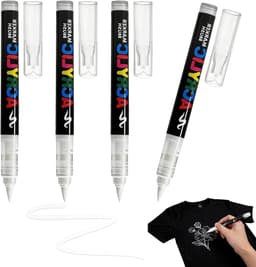 4 stuks textielstiften, wasmachinebestendig, wit, textielmarkers, wit, 1-6 mm, zachte punt, wasmarker, wit, permanent, textielmarker voor stof, doe-het-zelf, kleding en creatieve projecten — thumbnail 1