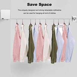 Intrekbare waslijn - Kledinglijn - Kleding drogen - Op zwaar werk berekend - 6 meter - Roestvrij staal — thumbnail 3