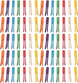 Houten Wasknijpers - Platte Knijpers Houten Clips - Knutselen en Decoratie - Stevig Plat Ontwerp - 100 stuks - Meerkleurig — thumbnail 1
