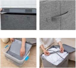 Wasmand Opvouwbaar - Wasbox Korf - Opruimen Thuis - Met Deksel - 56 cm Hoog - C — thumbnail 4
