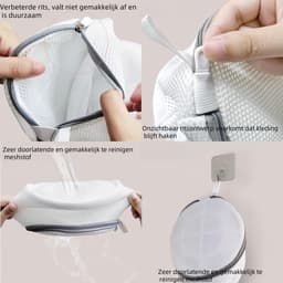 Wasmachine schoenenzak - set van 2 witte waszakken, met vervormingsbestendig gaas, voor sportschoenen en fijne beschermfolie (38 x 17 cm) — thumbnail 3