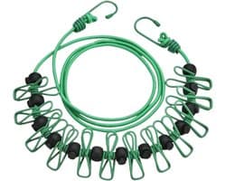 Waslijn Buiten - Drooglijn Verstelbaar - Kleding Drogen - Ijzerdraad Constructie - 1.8 Meter - Groen