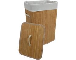 Begryf - Wasmand - Bamboe - met deksel - - Naturel / grijs - 40 x 30 x 60 cm