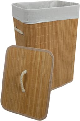 Begryf - Wasmand - Bamboe - met deksel - - Naturel / grijs - 40 x 30 x 60 cm — thumbnail 1