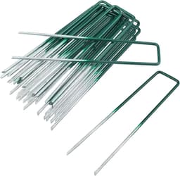 Grondanker - Half Groen - 150 mm lang, 25 mm breed, 3 mm dik - Verzinkt Stalen U-vormige Tuinharingen - Voor Tuin en Moestuin — thumbnail 1