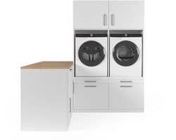 Wasophoogte® Wasmachine Kast Helsinki - Wasmachine verhoger - Wasmachine ombouw - 700(D)*2030(B)*2110(H) mm - Wit
