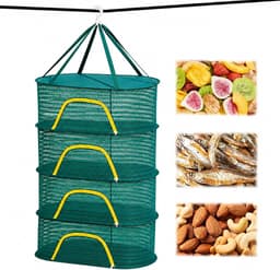 4 lagen droognet voor kruiden, gaas, kruidendroger, hangend, opvouwbaar droognet, cannabis drogen, voor het drogen van kruiden, groenten, fruit, bloemen, vlees, kleding (groen) — thumbnail 1