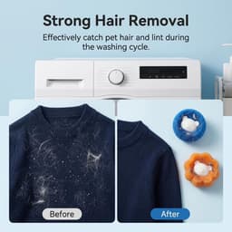 8 stuks dierenhaarverwijderaar, wasmachine, herbruikbare pluisballen tegen hondenharen en kattenharen, wasballen voor kleding en beddengoed, effectieve pluisvanger, haarvanger, oranje en blauw — thumbnail 3