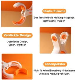 Handdoekklemmen Grote Grip - 12 Stuks - Antislip Klemmen - Winddichte Clips - Lichtgewicht - Robuuste Constructie - Wasklemmen — thumbnail 2