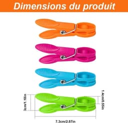 12 stuks wasknijpers voor waslijn, antislip klemmen met duurzame veer voor het drogen thuis, tuin en buiten, 4 kleuren - ShopVlot — thumbnail 4