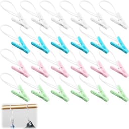 Wasknijpers 24 stuks - Antislip PP Kunststof/Metaal - Verstelbare Ophangkoord - Duurzaam/Weerbestendig - Ergonomische Grip - Krachtige Veer - Wasclips — thumbnail 1