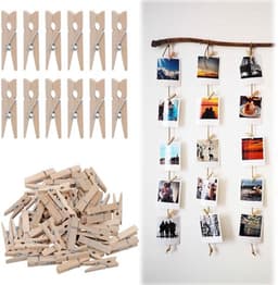 Wasknijpers Mini - Houten Klemmen - 50 Stuks - Kleine Wasknijpers - Decoratieve Clips - Voor Fotohouders/Knutselen - Duurzaam Hout — thumbnail 1