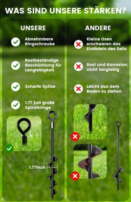 SnelShoppen - Set van 4 Grondankers 48 cm met Sterke Straps - Ideaal voor Tenten, Schommels, Zonnezeilen - Eenvoudig te Installeren, Perfect voor Ster — thumbnail 3