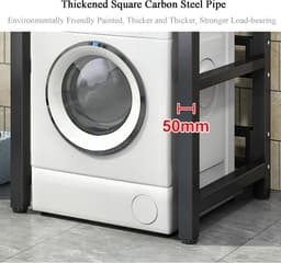 Droger standaard - Wasmachine rek - Ruimte besparen - Verstelbare hoogte - 75cm breed - Wit — thumbnail 4