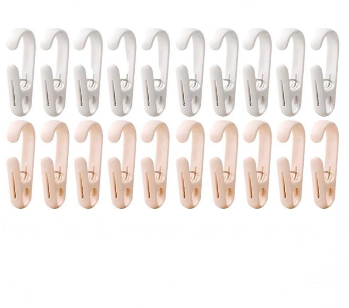 Haken – Set van 20 – 8 x 3 x 1,3 cm – Clip-haken – Veelzijdige organizer – Borgclip - Ideaal voor ophangoplossingen in keuken en badkamer – Geschikt voor kledingkasten, schoenenrekken, kapstokken, wasknijpers, enz. — afbeelding 1