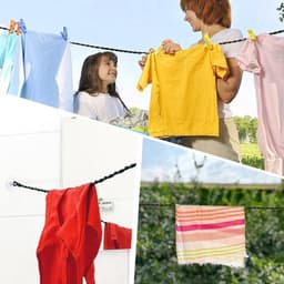 Twee uittrekbare waslijnen – 1,5 m – Elastische waslijn – Campingwaslijn – Waslijn – Uittrekbare waslijn – Met haken en zuignappen – Geschikt voor kamperen en gebruik bij de wasdroger — thumbnail 5