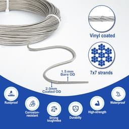 Kabelspansysteem-set: 15 meter roestvrijstalen kabel (2 mm, met vinylcoating) en M5-spanschroefset – geschikt voor lichtsnoeren en het ophangen van schilderijen. — thumbnail 3