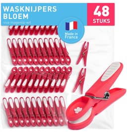 Solidchoice- Wasknijpers 48 Stuks - Duurzaam - Houten Wasknijpers - Kleine Wasknijpers - Wasknijpermandje - Robuust Plastic - Wasclips — thumbnail 1