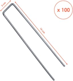 Omgoods- Grondankers 100 stuks - Metalen bevestigingsankers - 15 cm x 3 cm - Stalen grondankers - Voor kunstgras/onweeddoek - Zilver — thumbnail 3