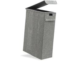 Dailygoods - 20 cm Smalle Wasmand met Deksel - 50L Opbergbox Grijs