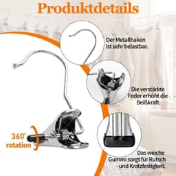 Dailygoods- Wasknijpers 40 Stuks - Roestvrij Staal - 360° Draaibaar - Antislip - Duurzaam - Geschikt voor Binnen/Buiten - Klemmen — thumbnail 4