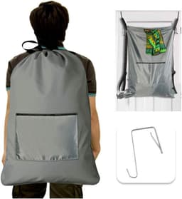 Waszakken, Tas voor vuile kleding om achter de deur te hangen, Schouder opbergtas wastas, Grijs — thumbnail 3