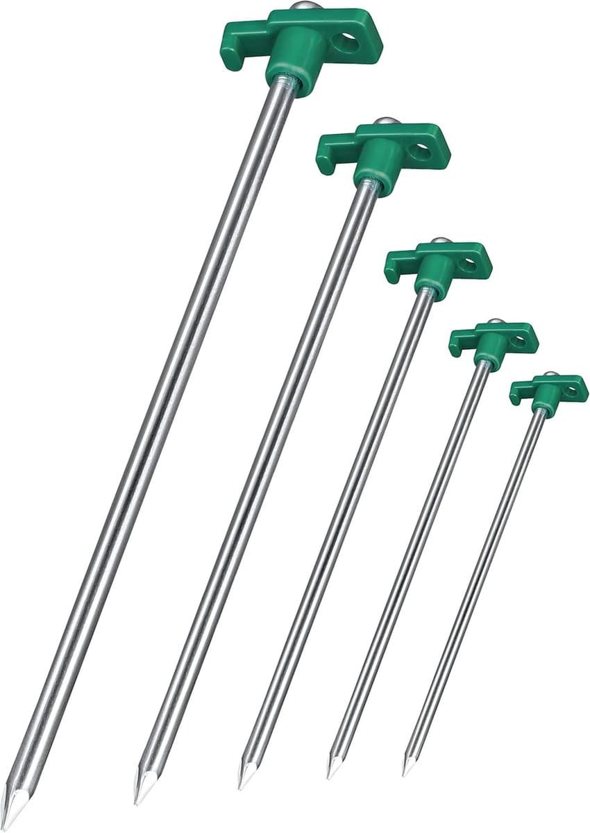 SnelShoppen - 24x Anti-Roest Grondpinnen Ø 0.8 cm, 25 cm Lengte - Geanodiseerde Stalen Grondankers voor Tuin, Camping, Feest, Vastzetten en Bevestigen — afbeelding 1