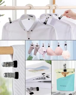 Roestvrij Stalen Washaken - kledinghaak RVS haak Met gesp - reisdraagkleding - Washaken Clip- Drooghaak voor kleding - Antislip Kledinghangers - Washaken met klemmen - kleerhangers voor sokken - Veelzijdig - 10 stuks - zilver — thumbnail 2