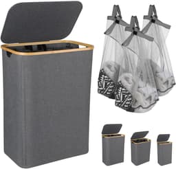 Wassorteerder ,160L,met 3 uitneembare zakken ,wasmand,Grijs — thumbnail 1
