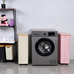 Wasmand met deksel - ruime en praktische opbergoplossing - 75 liter - roze — thumbnail 5