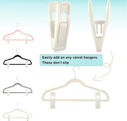 Fluwelen hangerclips (beige, 40 stuks), antislip kunststof clips, geschikt voor fluwelen hangers, broek- en rokhangerclips — thumbnail 4