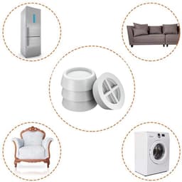 Trillingsdempers wasmachine – Set van 8 stuks – Wit – Voetjes wasmachine & droger – Wasmachine demper – Anti trillings / vibratie dempers pads – Antislip rubber – Trillingsmat – Antislipmat - Schokdempers wasmachine — thumbnail 2